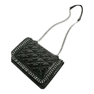 ZARA Black Buffalo Leather Chain Crossbody / Shoulder Bag